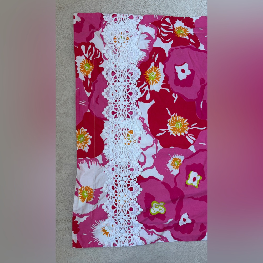 Lilly Pulitzer Garnet Hill Scarlet Begonias Tropical Floral Duvet Set Full/Queen - Picture 5 of 15